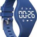 LED Children Digital Pedometer Watch, Waterproof Sport Wristwatch, with Step Counter, Calories, Calendar for Kids Boys Girls (Deepblue)