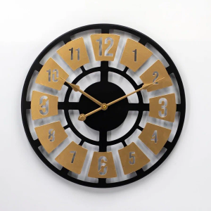 ALNHF 16 inch Metal Wall Clock for Living Room Decor - Large Wall Clock for Kitchen - Big Wall Clock Decorative - Metal Wall Art - Analog Quiet Clock for Bedroom, Home, Kitchen, Office, Wall Decor