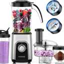 KOIOS Blender/Food Processor Combo Max 1000W, 4 in 1 34oz Pitcher, 22oz Blending Cup, Meat Grinder & Vegetable Chopper, Spice Grinder, BPA Free -All-in-One Kitchen System, Dishwasher Safe
