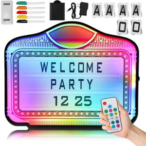 LED Letter Bottle Presenter, VIP Bottle Service Sign, Hand Held Light Box with Color Change for Club, Bar, Party, Birthday, Store - Acrylic Frame with 4 Letter Sets & 2 Number Sets (Whiteboard Letters), Medium Signage