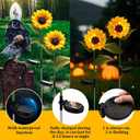 2 Pack 26.8" Large Halloween Decorations Outdoor Sunflower Skull Solar Lights Skeleton Stake Lights for Garden Yard Patio Lawn