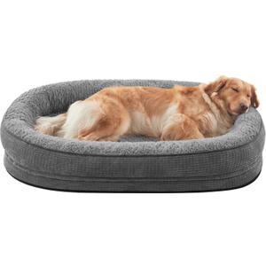 JOEJOY Orthopedic Dog Beds Large Sized Dog, XL Egg-Crate Memory Foam Pet Couch Bed with Bolster Sides, Waterproof Lining, Removable Washable Cover & Non-Slip Bottom, Grey
