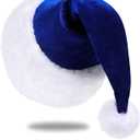 Santa Hat, Santa Hat for Adults, Unisex Velvet Comfort Blue Christmas Hats Extra Thicken Classic Plush for Christmas New Year Festive Holiday Party Supplies