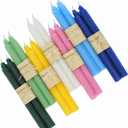 Set of 14 Colorful Beeswax Taper Candles, 9 Inch Tapered Candles Ideal as Dinner Candles - Smokeless and Unscented Taper Candles LoWedding,Dinner, Home Dcor
