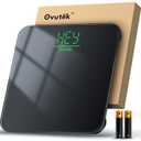 Ovutek Bathroom Scale for Body Weight, Highly Accurate Digital Weighing Machine for People, Upgraded Batteries Included, Compact Size, LED Display, Physician Scale with Sturdy Tempered Glass, 400lb (Black)