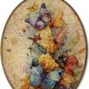 AEHIE Vintage Fall Butterfly Oval Wall Art Decor, Autumn Colorful Butterfly Floral Canvas Artwork Framed, Retro Rustic Oval Wall Art for Home Bedroom Living Room Decor, 11x8.5 Inches