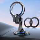 pop-tech for MagSafe Adhesive Car Mount, Strong Magnets Car Phone Holder Mount for Dashboard, 360 Rotation Magnetic Cell Phone Dash Holder Curved Fit for iPhone 16 Pro Max 15 14 13 12 Series