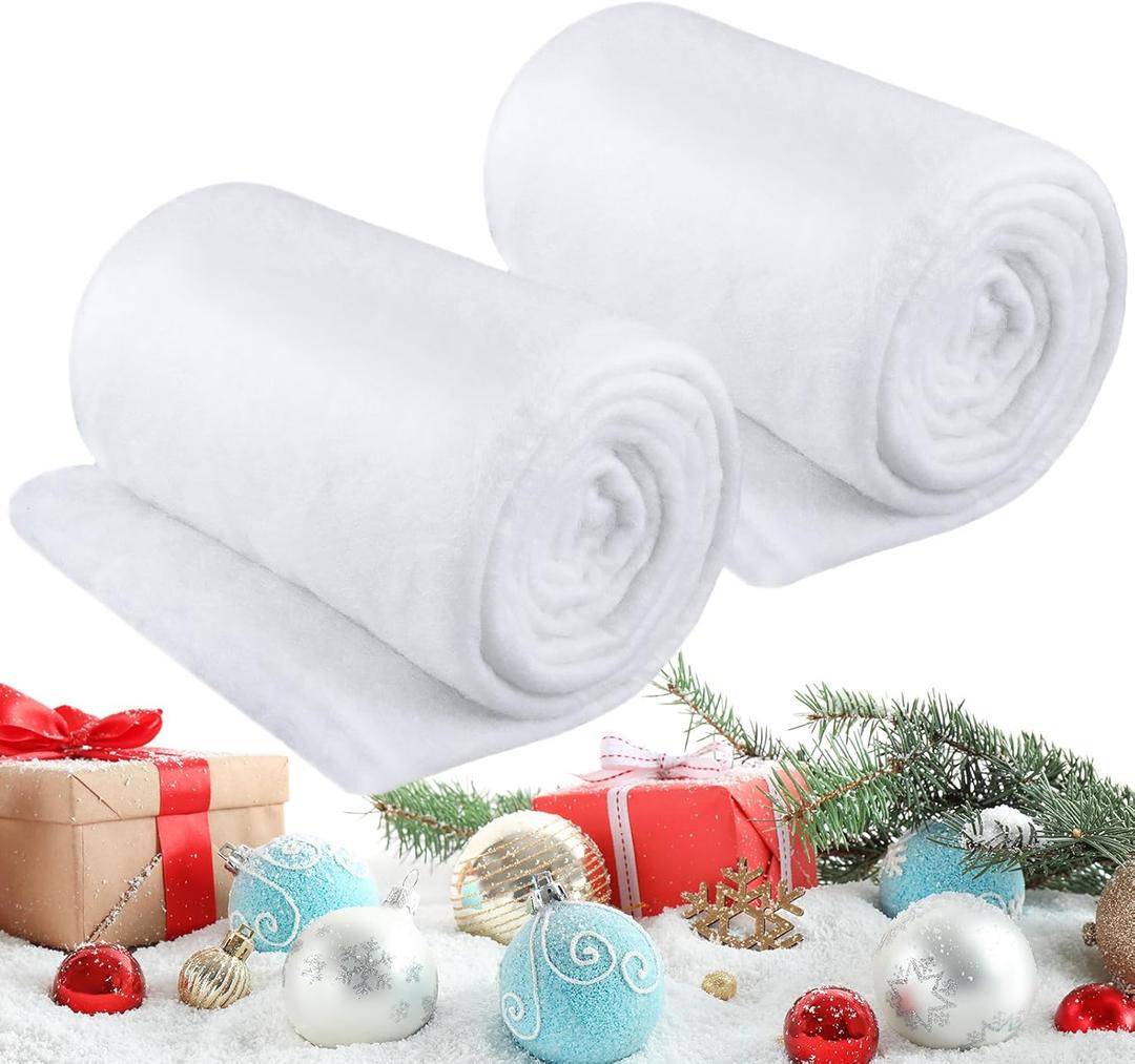 Tondiamo 1 Pack 8 ft x 12ft Christmas Snow Blanket Roll for Christmas Decorations Village Large Fake Artificial Snow Blanket Winter White Mat for Xmas Shop Store Supermarket Display Photo Prop Decor