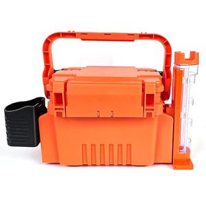 Fishing Tackle Box Double-layer storage with large capacities of 6 liters and 12 liters, respectively; can be used as a seat; comes with a cup holder and a fishing rod holder (Red, 12L)