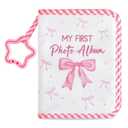 Baby's My First Family Album Soft Photo Cloth Book Pink Bow My First Book of Photos Coquette Bow Baby Memory Album Gift Holds 4x6 Pictures for Babies Newborn Toddler & Kids Baby Shower