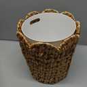 2.6 Gallon Scalloped Edge Wicker Waste Basket with Removable Plastic Liner, Handwoven Rattan Trash Can for Bathroom, Bedroom, Office, Home