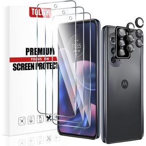 TQLGY 3 Pack Screen Protector for Motorola Edge 2022 with 3 Pack Camera Lens Protector, Ultra HD Tempered Glass, 9H Hardness, Anti-Scratch, Bubble Free, Easy Installation, Case Friendly
