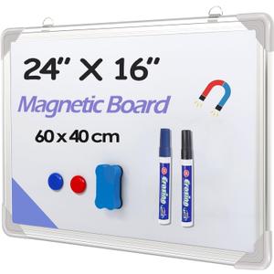 Message White Board 24" x 16"(60cm x 40cm) Small Dry Erase Calendar for Wall Portable with Drawing Teaching Memo Handwriting