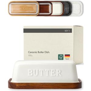 KIVY Ceramic Butter Dish with Airtight Lid that Keeps Butter Soft - For Countertop and Refrigerator Door Shelf - Butter Dish Ceramic - Butter Holder for counter - Covered butter dishes