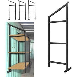 4 Pack Shipping Container Shelving Bracket with 57"(H) X 18"(W), DIY Adjustable 3-Tier Power Coated Steel Brackets for Heavy Duty Trailer Containers, Shipping Cargo Shelves Universal