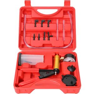 Brake Bleeder Kit with Hand Vacuum Pump with Gauge Adapters Automotive Brake Fluid Bleeding Set for Bike Car Truck (red)