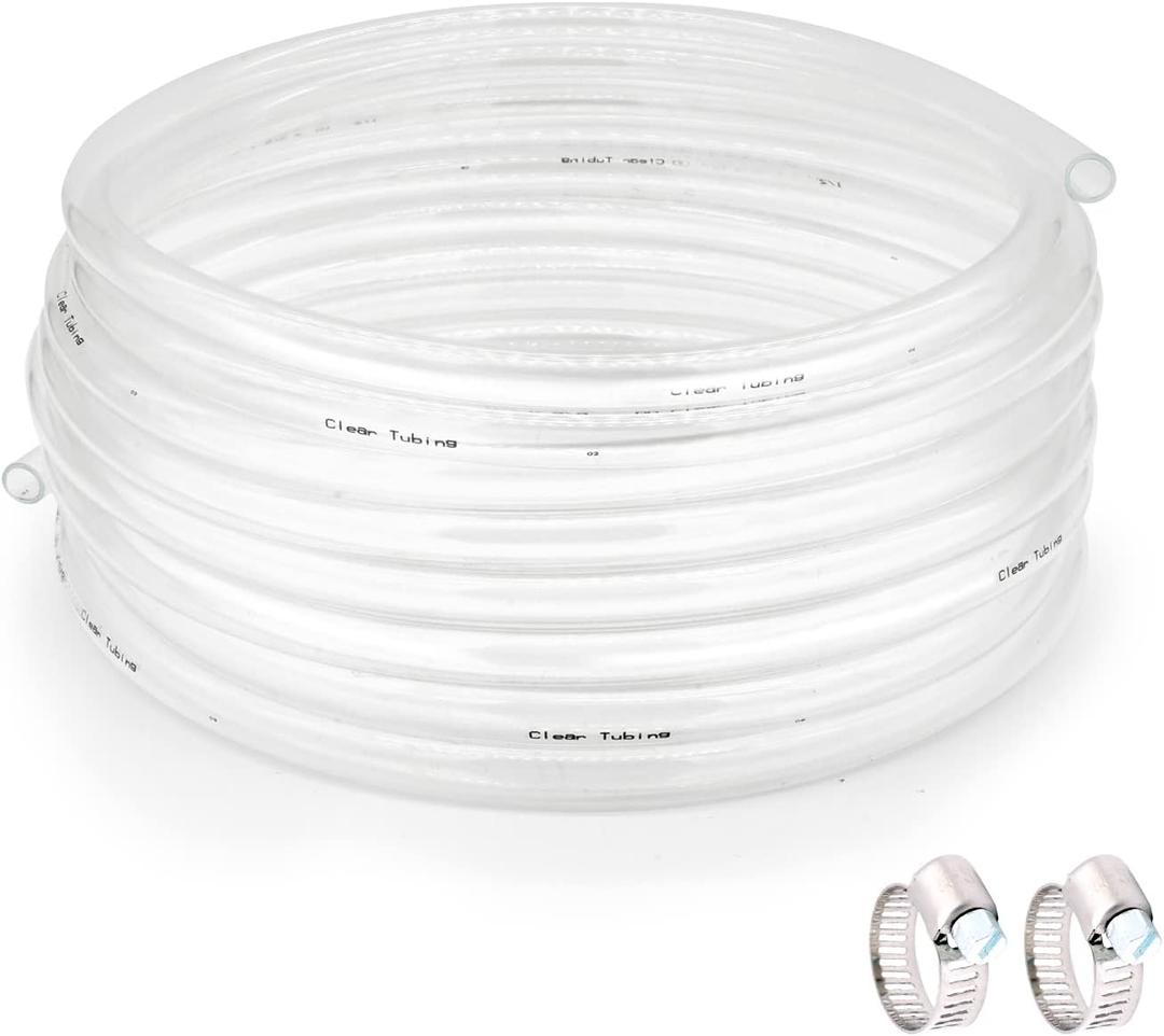 1 ID 1-1/4 OD - 50 ft Clear Plastic Vinyl Tubing, Flexible PVC Hose Lightweight Non-Toxic vinyl Tube for Transfer Water Air Oil