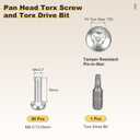 2 x METALLIXITY Pan Head Torx Security Screw Bolts (M4-0.7x16mm) 80pcs, Button Torx Head Machine Screw 304 Stainless Steel with One Bit - for Furniture Woodworking Project, Silver Tone