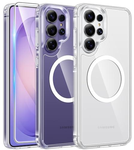 FNTCASE for Samsung Galaxy S26-Ultra Case: Clear Magnetic Phone Cases with Screen Protector Compatible with Magsafe Slim Anti Yellowing Rugged Protective Transparent Cell Phone Cover (Clear Magnetic)