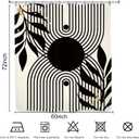 Abstract Minimalist Black Shower Curtain 60Wx72L Inch Modern Contemporary Neutral Aesthetic Leaves Geometric Simple Bathroom Set Accessories Decor with 12 Pack Hooks