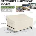 Porch Shield Patio 3-Seater Sofa Cover - Waterproof Outdoor Couch Deep Seat Sofa Cover 86W x 38D x 35H inch, Beige