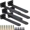 Hidden Shelf Brackets 16 in Heavy Duty Floating Shelf Bracket DIY Wall Mounted Shelves Support Hardware Invisble Metal L Brackets for Wall Shelves Max Load 220 LBS/Pair(16 in 6 PCs)