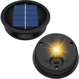 2 Pack Solar Light Replacement Top, Replacement Solar Light Parts for Lantern (Top 3.23 Inch, Bottom 2.83 Inch), Waterproof LED Replacement for Outdoor Garden, Pathway, Yard Lights & Decor
