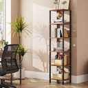TUTOTAK Bookshelf, 6-Tier Tall Book Shelf, Narrow Bookcase for Small Space, DIY Stackable Bookshelf, for Living Room, Office, Study, Entryway, Industrial, Rustic Brown BS01BB006 (6-Tier(10.7 x 14.5 x 65.3 Inches))