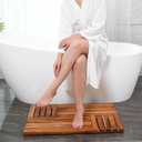 Utoplike Teak Wood Bath Mat, 32 x 20 inch Large Wooden Shower Mat for Bathroom, Non Slip Wood Floor Sturdy Mat for Inside Shower Luxury Spa Home or Outdoor