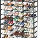 Ekisemio Shoe Rack Large Capacity 72 Pairs Tall Shoe Shelf, 3 Row 12 Tiers Sturdy Metal Shoe Organizer for Entryway, Closet, Bedroom, Black