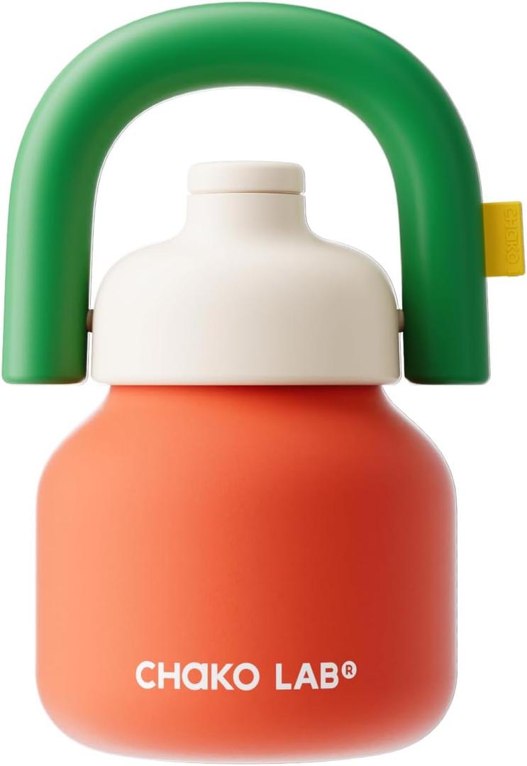 Water Bottle with Straw and Carry Handle | Wide Mouth vacuum insulated stainless steel Bottles | Reusable, leak-proof and BPA-free | 33oz (Green&Red)