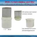 DN32/1.2" inch Suction Strainers Stainless Steel Filter Cover Connected to DN32/1.2" PVC Water Pipe Used to Remove Debris and Reduce Solid EntryKoi Pond Filtration System.