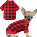 Dog Fleece Sweater for Small Dogs Buffalo Plaid Dog Clothes Soft Thickening Warm Sweater Puppy Clothes for Small Dogs Girl & Boy(M)