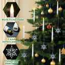 yunsheng 12Pcs Christmas Tree Candles with Remote Timer, Battery Operated LED Flameless Taper Candles Flickering with Metal Hook and Clear Snowflake, Xmas Home Wedding Decor Gift