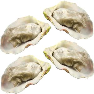 Toyvian 4pcs Artificial Oysters, Fake Shellfish Seafood Model Scallop Food Photography Prop Food Sample Display for Home Kitchen Party Decoration B