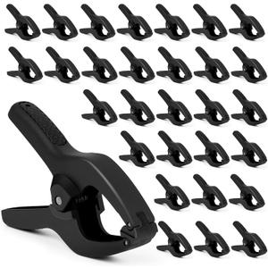 ACOSEA Small Spring Clamps 3.5 inch 30 Pack,Plastic Mini Clips,Heavy Duty for crafts,Woodworking,Backdrop & Photography Studios(Black)