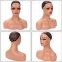 Realistic Female Mannequin Head with Shoulder for Display - Manikin Head with Shoulder for Wig/Jewelry/Makeup/Hat/Sunglass Display (Beige)