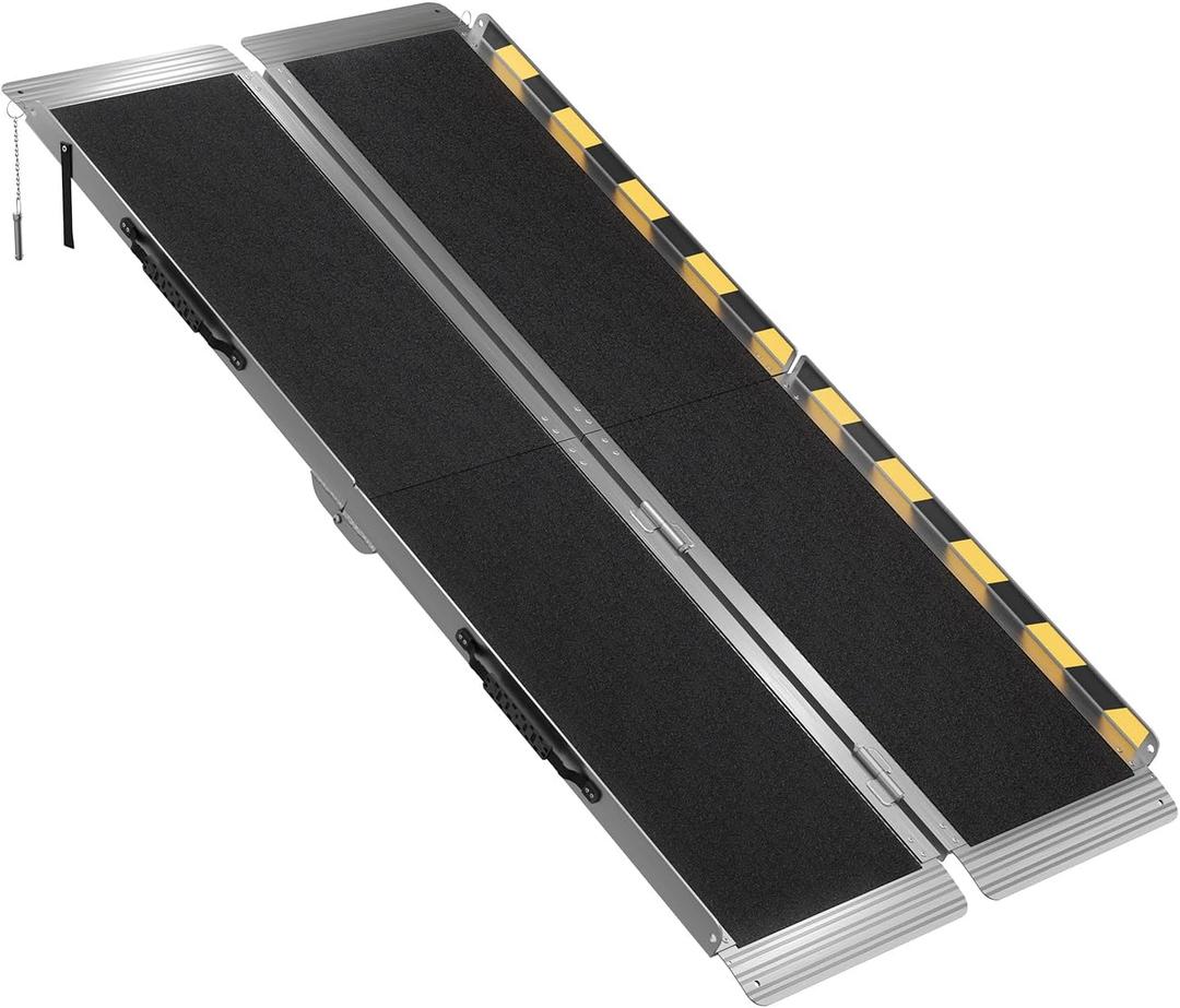 6FT Portable Wheelchair Ramp, Aluminum Folding Handicap Ramp with Handle, Threshold Wheel Chair Ramp for Home Steps, Stairs, Entry, Curbs, Doorways, Non-Skid, Mobility Scooter Compatibility