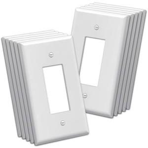 BESTTEN 10 Pack 1-Gang Oversize Decor Wall Plate, Jumbo Unbreakable Polycarbonate Decorator Receptacle Outlet Cover and Oversized Switch Plate, White, ETL listed