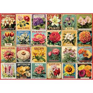 Vintage Flower Puzzles for Adults 1000 Pieces, Unique Beautiful Floral Collage Art Jigsaw Puzzles, Spring Nature Plant Themed, Retro Colorful Challenging for Adults