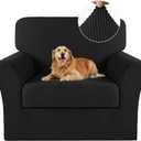 Turquoize 2 Piece Chair Covers Chair Slipcovers for Living Room Armchair Sofa Covers Chair Couch Cover with Arms Washable Furniture Protector for Chairs Feature Thick Jacquard Fabric (Chair, Black)