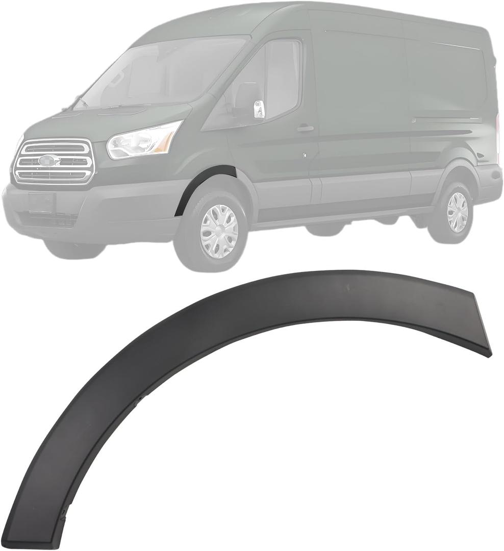 Front Left Driver Side Door Fender Flare Molding Trim, Wheel Arch Panel Cover for 2015-2019 Transit 150 250 350 350 HD Cargo Van, Durable Wheel Fender Trim Molding Replace BK3Z61278L01BC