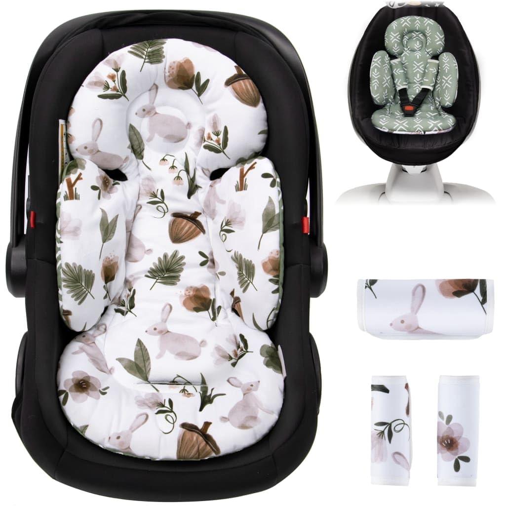 Newborn Car Seat Insert, Head and Body Support, Reversible Infant Insert Compatible with Baby Carseat, Stroller, Mamaroo Swing, Rocker, Bassinet, Bouncer. Baby Car Seat Cushion - Rabbit