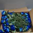 50 PCS Fake Blue Roses, Artificial Blue Flowers Realistic Silk Faux Rose with Stems for Wedding Decorations Romantic Gifts Anniversary Celebration Bridal Bouquets DIY Floral Arrangement Home Decor