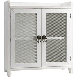 COLLECTIVE HOME - 2 Tiered Storage Cabinet, Countertop Cabinet, Wood Organizer for Kitchen Living Room Bedroom Bathroom Office with Magnetic Door, 15.75 x 14.5 x 6.5, White, 02