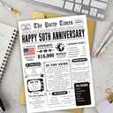 6 x Happy 50th Anniversary Card Gifts for Women Men, Jumbo 50th Wedding Anniversary Cards Gift for Husband Wife, Retro 50 Year Old Anniversary Decoration for Couple