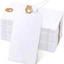 120 Pack White Gift Tags with Elastic String Hang Paper Marking Tags with String Attached Reinforced Hole Writable Inventory Tag Stocking Stuffers 4.76''2.36''