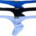 Men's Nylon Thongs Underwear Sexy Low Rise Bulge Pouch Briefs, Pack of 3, X-Large