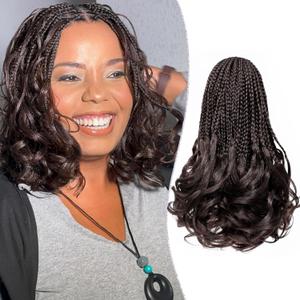 French Curly Braiding Hair Prelooped 12 Inch Dark Brown Crochet Hair for Women 8 Packs Short Crochet Braids with Curly Ends Synthetic Hair Extension 4#