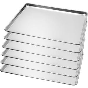 6 Pack Full Size Baking Sheet Pan Aluminum Commercial Pan for Oven Freezer Bakery Hotel Restaurant 18"  26"